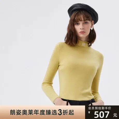 朗姿莱茵秋冬新款多色羊毛打底衫修身半高领内搭针织衫套头女商品大图