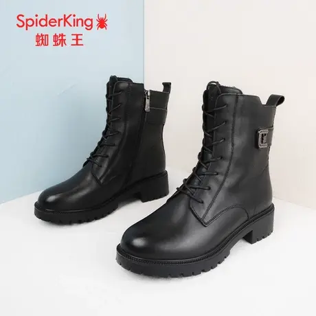 SPIDER KING/蜘蛛王马丁靴女真皮2023冬商场新款中筒薄绒舒适百搭图片