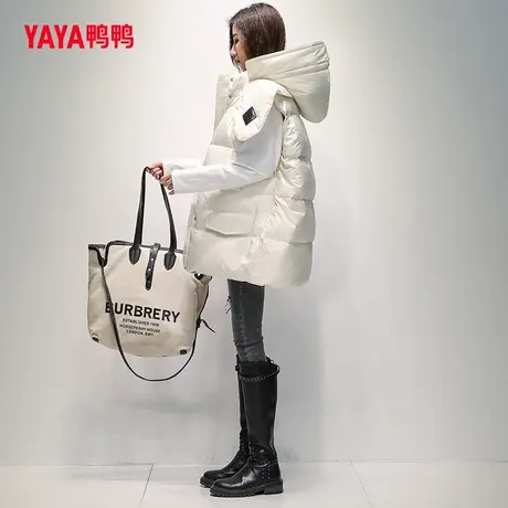 鸭鸭羽绒马甲女2023年秋冬新短款时尚连帽羽绒服韩版宽松休闲外套图片