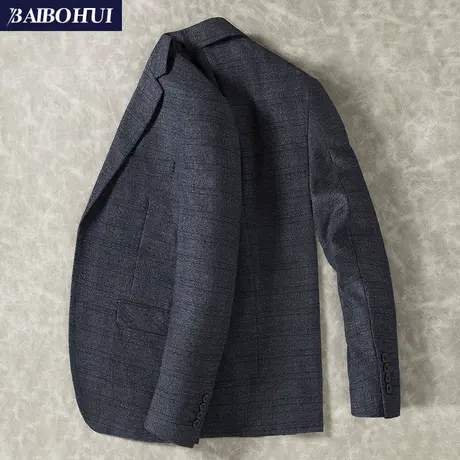 秋季新款格子西装外套男修身韩版潮流时尚休闲小西服男士单件上衣商品大图