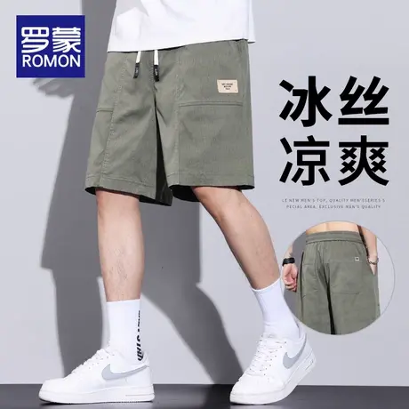 罗蒙夏季薄款休闲短裤男潮牌天丝工装五分裤男士宽松直筒运动中裤商品大图