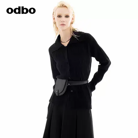 odbo/欧迪比欧时尚原创设计休闲上衣女2024秋季新款针织开衫外套商品大图