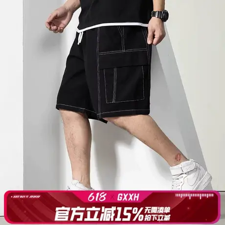 GxxH大码男装美式短裤男夏季2024新款潮牌宽松百搭休闲百搭牛仔裤图片