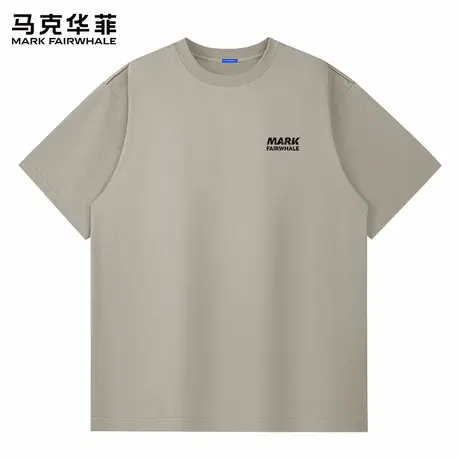 【重磅纯棉】马克华菲短袖t恤男夏季2025新款宽松男款灰色上衣服图片