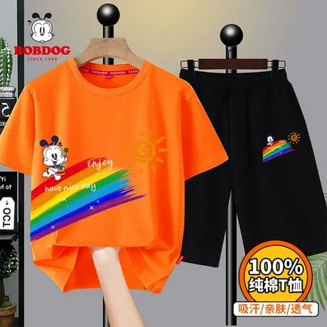 巴布豆男童夏季套装韩版中大童夏装男孩儿童夏装男潮衣纯棉两件套商品大图