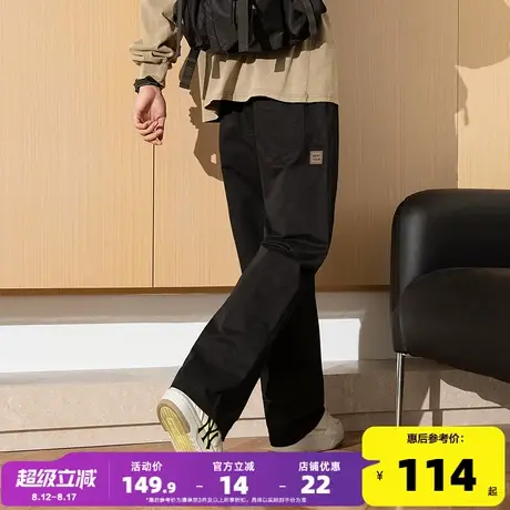 唐狮2024春秋季新款休闲裤宽松直筒工装裤男生裤子男黑色潮牌商品大图