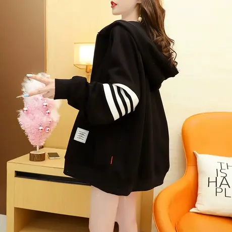 减10慵懒风连帽卫衣开衫外套女2023新款早秋宽松百搭春秋薄款上衣图片