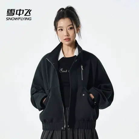 雪中飞短款休闲外套女2025秋季新款时尚百搭连帽加厚休闲保暖外套商品大图
