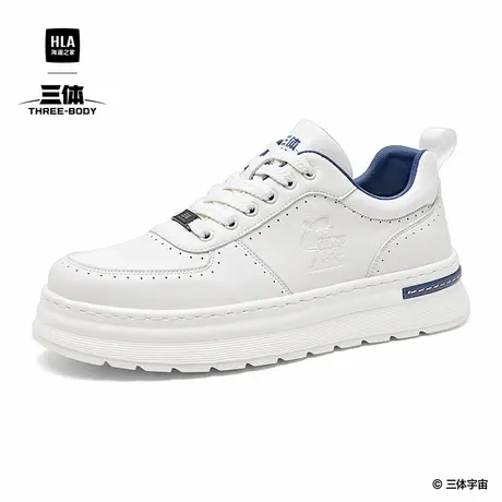 HLA/海澜之家男鞋三体联名款时尚增高板鞋休闲百搭皮面小白鞋商品大图