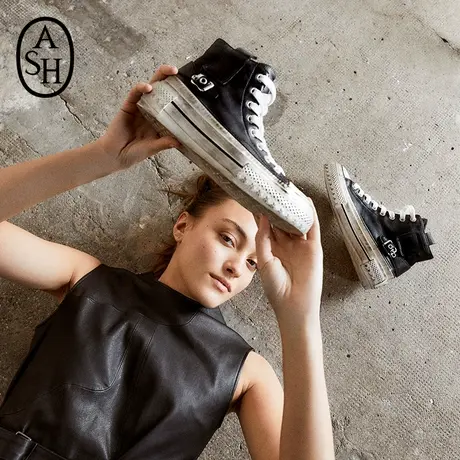 ASH女鞋2023新款RAGE系列潮流做旧高帮鞋百搭休闲皮面加硫鞋商品大图