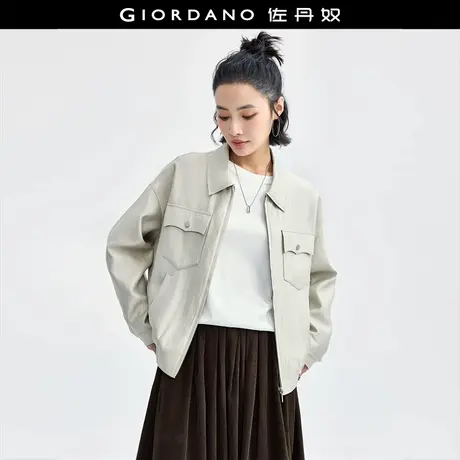 佐丹奴外套女装丝光多口袋翻领梭织休闲外套 18374803商品大图