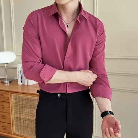 简约基础款百搭衬衫男长袖商务休闲通勤免烫衬衣气质西服打底寸衣商品大图