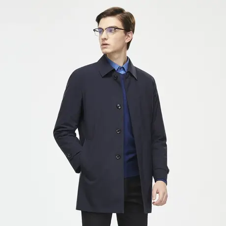 雅戈尔奥莱 男装羽绒风衣冬季翻领保暖加厚外套风衣男商品大图