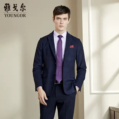 雅戈尔奥莱 秋季男装西服男士格纹弹力西服上衣外套修身男商品大图
