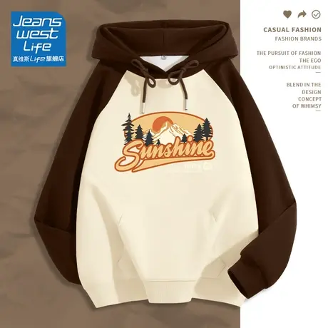 真维斯LIFE美式复古卫衣女2023新款春秋款oversize外套秋季上衣女商品大图