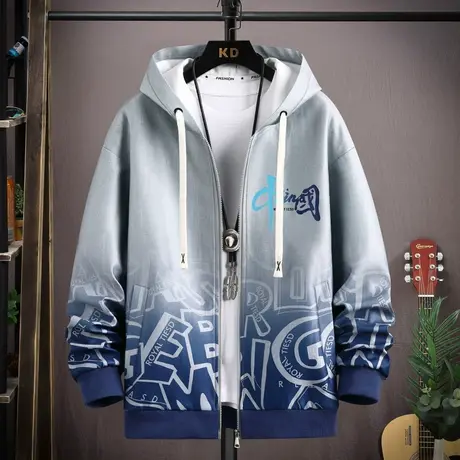 卫衣夹克男秋季新款青少年潮牌宽松帅气连帽外套美式开衫秋装上衣商品大图