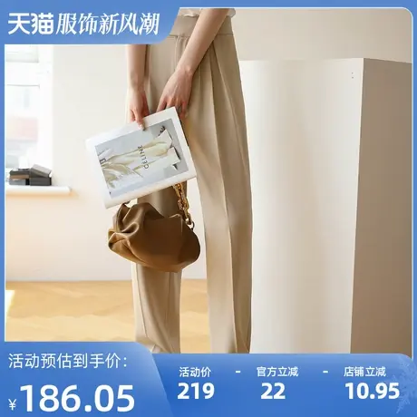 休闲西装裤子阔腿裤女春夏高腰垂感宽松直筒裤女潮ins薄款商品大图