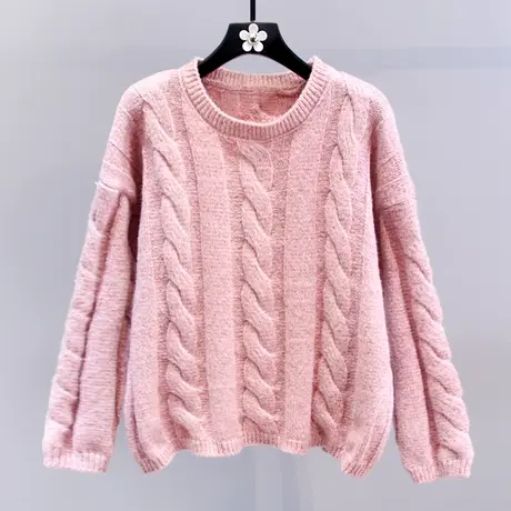 温柔风麻花毛衣女冬季2023新款时尚宽松设计感小众百搭打底针织衫商品大图