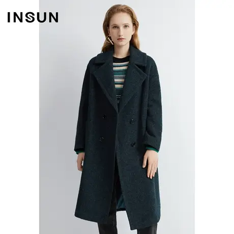 INSUN恩裳冬季人字纹肌理感羊毛毛呢外套图片