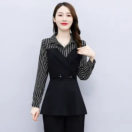 长袖t恤打底衫女春秋洋气新款小衫2023新品遮肚子上衣ins早秋大码商品大图