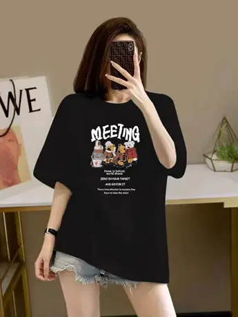 欧货夏季新款oversize大码女装宽松中长款遮屁股显瘦纯棉ins上衣图片