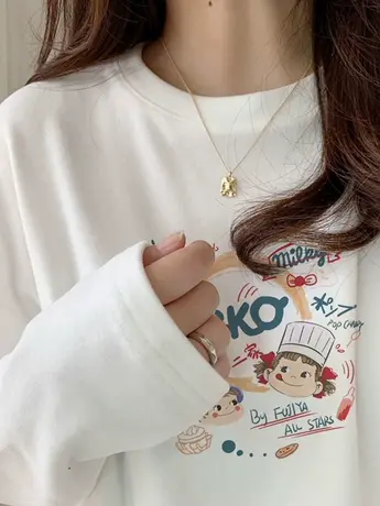 白色内搭打底衫女装2023新款秋冬季加绒仿棉长袖t恤宽松显瘦上衣图片