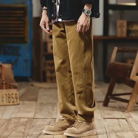 美式百搭舒适工装裤潮流精梳大斜棉宽松水洗时尚纯棉潮流工装裤商品大图