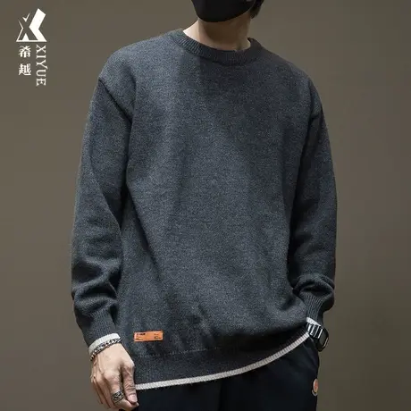 秋冬季胖子加肥加大假两件毛衣男内搭针织衫男士秋季宽松大码上衣商品大图