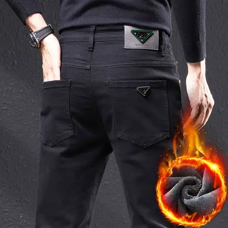 秋冬款新塘水洗高端加绒加厚休闲牛仔裤子冬季2024年新款保暖西裤商品大图