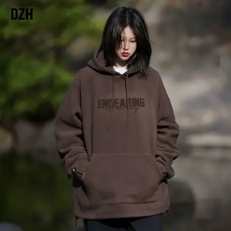 情侣摇粒绒卫衣男连帽重磅秋冬款外套男士2023新款帽衫高级感男装图片