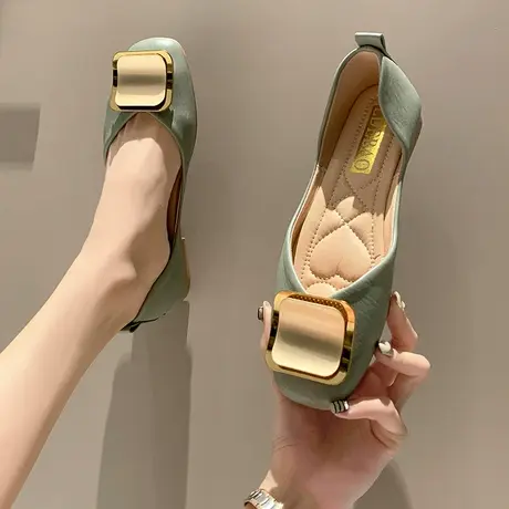 仙女鞋温柔单鞋女2024春季平底配裙子晚晚风一脚蹬方头工作豆豆鞋商品大图