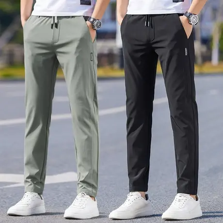夏季春秋款2023新款男装休闲裤男士直筒宽松冰丝薄款男裤子西装裤商品大图