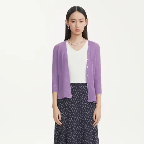 LANCY/悦朗姿上衣女夏季新款宽松休闲针织开衫女士商场同款奥莱商品大图