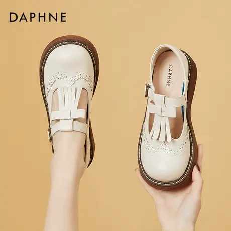 达芙妮厚底乐福鞋女2022年新款复古英伦风小皮鞋日系女jk平底单鞋商品大图