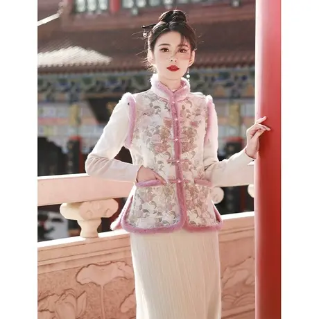 新中式国风冬装马甲女新款2023秋冬季马夹爆款小香风超好看小个子商品大图