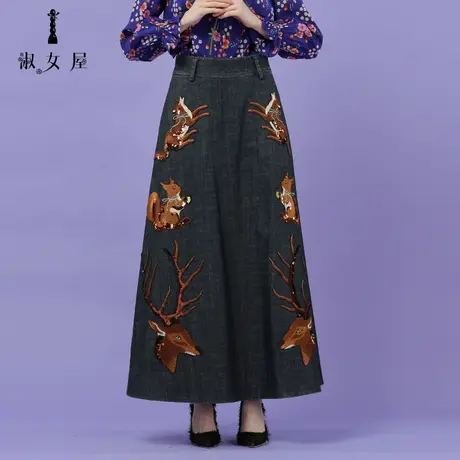 淑女屋定制款2020年春季新品波西米亚的女人牛仔裙图片