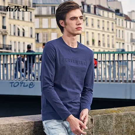 MrBu布先生长袖T恤 纯棉休闲印花圆领长袖男士t恤上衣BT10241商品大图