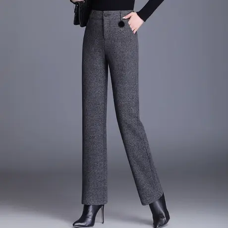 窄版毛呢直筒裤女秋季2023新款高腰显瘦通勤长裤西装裤时尚休闲裤商品大图