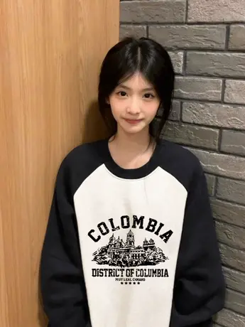 美式复古仿棉长袖t恤2023早秋新款欧货女装冬季内搭打底衫上衣服商品大图