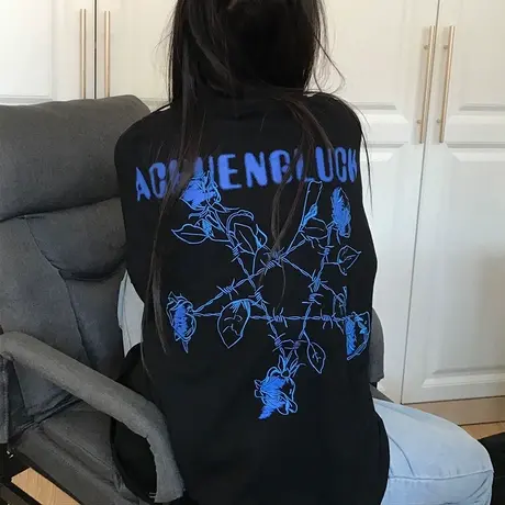 美式潮牌纯棉t恤女大码oversize宽松复古短袖ins潮设计感半袖上衣商品大图