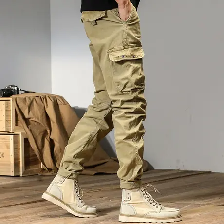 弹力工装裤休闲裤男士宽松潮流2022年新款宽松显瘦时尚束脚工装裤商品大图