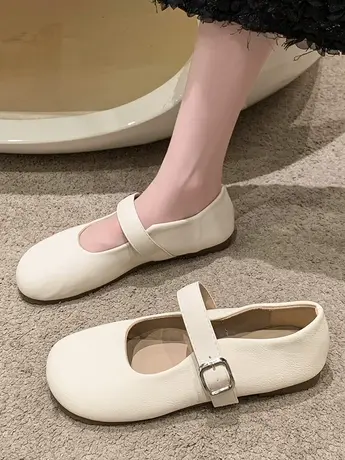 单鞋女平底玛丽珍女鞋2023新款秋季豆豆鞋晚晚鞋休闲一脚蹬小皮鞋商品大图