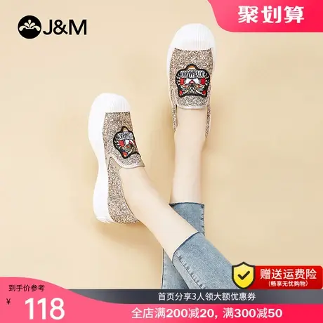 jm快乐玛丽春季新款平底套脚一脚蹬亮片格力特乐福鞋休闲女鞋078W商品大图