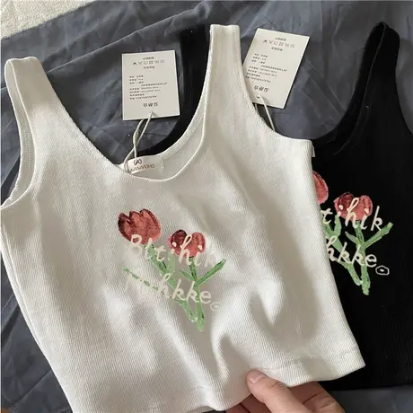 白色修身显瘦打底吊带小背心女内搭夏季美背性感外穿短款无袖上衣商品大图