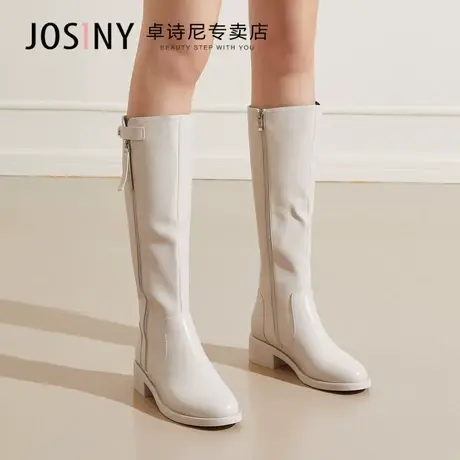 卓诗尼长靴女2023新款长筒鞋不过膝靴大码女鞋秋款靴高跟加绒靴子图片
