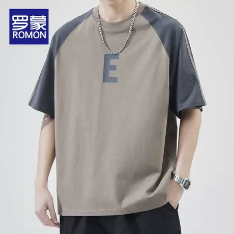 罗蒙2023新款短袖男潮牌潮流纯棉宽松男士上衣服男生t恤夏季薄款图片