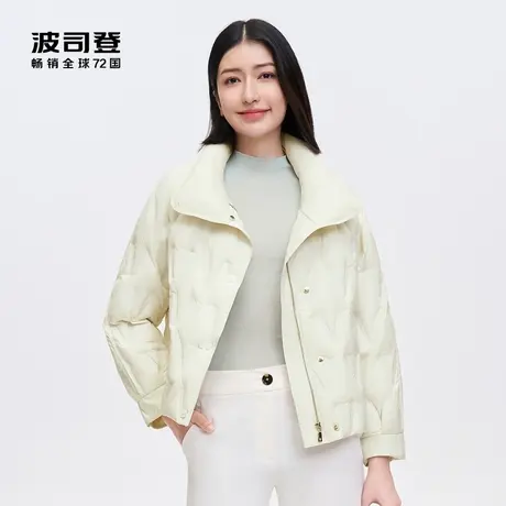 波司登23秋新款立领鹅绒利落商务廓形柔软优雅保暖羽绒服外套女士图片