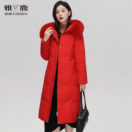 雅鹿大狐狸毛领羽绒服女中长款品牌2022冬季新款休闲连帽保暖外套图片