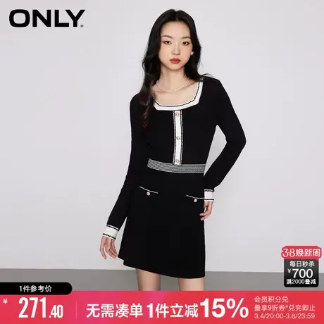 ONLY冬季时尚显瘦A字方领短款针织连衣裙女|123146024图片