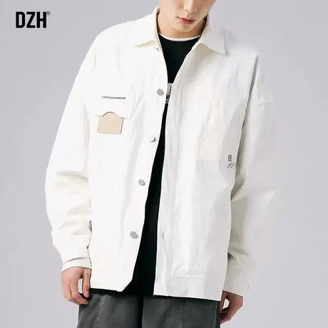 男士白色工装外套男春秋炸街痞帅长袖上衣2023新款潮牌休闲夹克衫图片